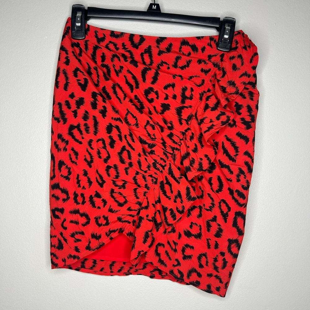 A.L.C. Vibrant Red and Black Patterned Skirt